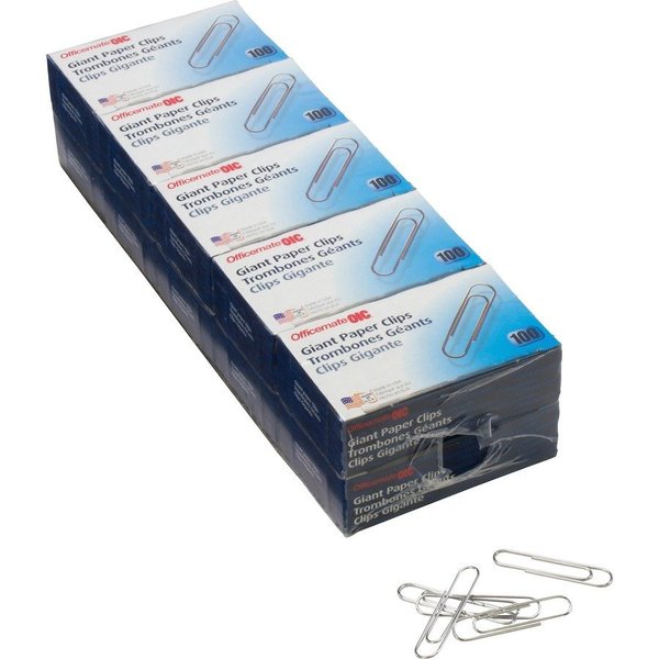 Oic Paper Clips, Giant, .045 Gauge, 1000/PK, Silver PK OIC99914